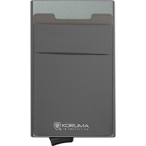 Koruma Aluminiowy portfel z wysuwanymi kartami i ochroną kart zbliżeniowych (ciemny szary)