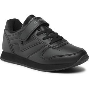 Czarne buty sportowe dziecięce Sprandi ze skóry na rzepy dla chłopców