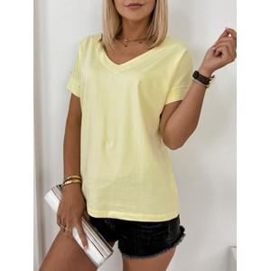 Żółta bluzka UBRA.PL w stylu casual z krótkim rękawem