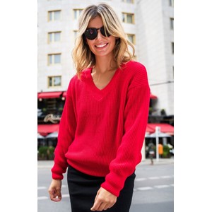 Czerwony sweter Be w stylu casual