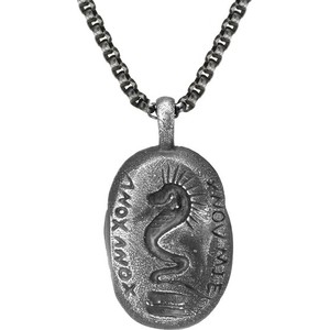 Manoki Medalion z wężem na łańcuszku męski czarny naszyjnik ze stali