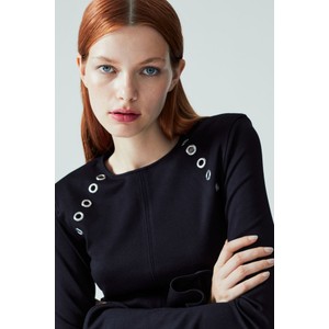 Czarna bluzka H & M w stylu casual z długim rękawem z dżerseju