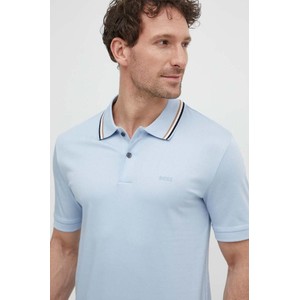 Niebieska koszulka polo Hugo Boss z bawełny w stylu casual z krótkim rękawem
