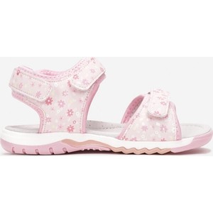 Różowe buty dziecięce letnie born2be na rzepy dla dziewczynek w kwiatki