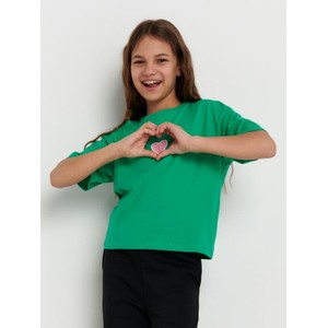 Zielona bluzka dziecięca Sinsay z krótkim rękawem dla dziewczynek