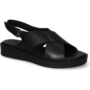 Czarne sandały Caprice z płaską podeszwą w stylu casual z klamrami