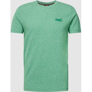 Zielony t-shirt Superdry z krótkim rękawem z bawełny