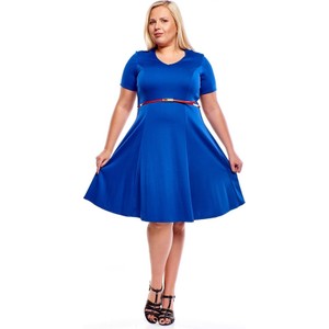 Niebieska sukienka Fokus z krótkim rękawem midi