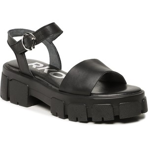 Czarne sandały Ryłko na platformie z klamrami w stylu casual
