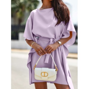 Fioletowa sukienka Magmac w stylu casual z długim rękawem mini