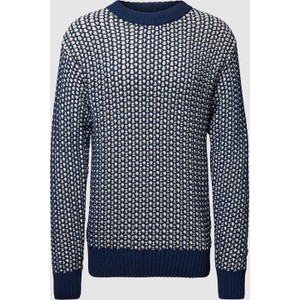 Granatowy sweter Thinking MU z bawełny z okrągłym dekoltem