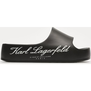 Czarne klapki Karl Lagerfeld z płaską podeszwą