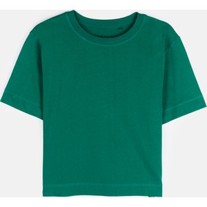 Zielony t-shirt Gate z krótkim rękawem z okrągłym dekoltem z bawełny