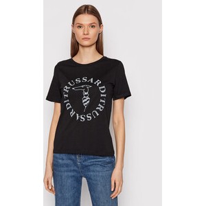 Czarny t-shirt Trussardi z krótkim rękawem z okrągłym dekoltem