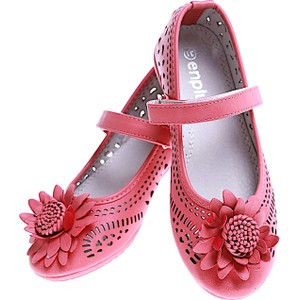 Różowe balerinki Pantofelek24 w kwiatki dla dziewczynek na rzepy