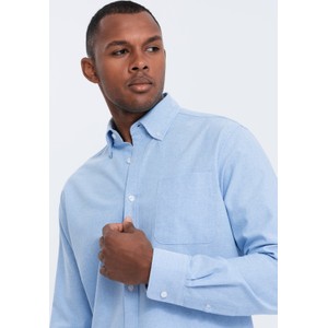 Niebieska koszula Ombre z długim rękawem z tkaniny