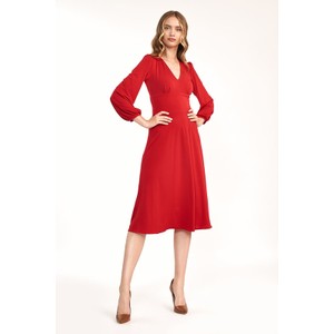 Czerwona sukienka Nife kopertowa z długim rękawem