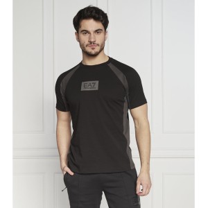 Czarny t-shirt Emporio Armani w młodzieżowym stylu z krótkim rękawem z bawełny