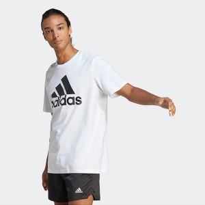 T-shirt Adidas w sportowym stylu z bawełny z krótkim rękawem