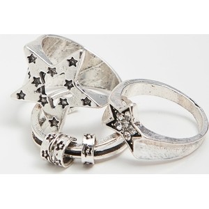 Cropp - Zestaw pierścionków z motywem gwiazd - srebrny