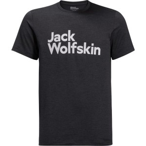 Czarny t-shirt Jack Wolfskin z krótkim rękawem w młodzieżowym stylu
