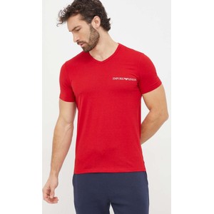 Czerwony t-shirt Emporio Armani z nadrukiem w stylu casual