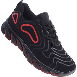 Pantofelek24 Czarno czerwone sznurowane męskie buty sportowe /D7-3 15880 T310/