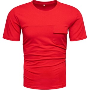 Czerwony t-shirt Recea z bawełny w stylu casual
