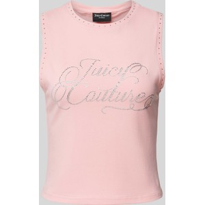 Różowa bluzka Juicy Couture z okrągłym dekoltem w stylu casual z krótkim rękawem