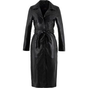 Czarny płaszcz Wittchen z bawełny w stylu klasycznym bez kaptura
