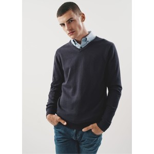 Granatowy sweter Ochnik ze stójką z bawełny w stylu casual