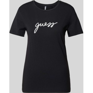 T-shirt Guess w młodzieżowym stylu z bawełny z okrągłym dekoltem