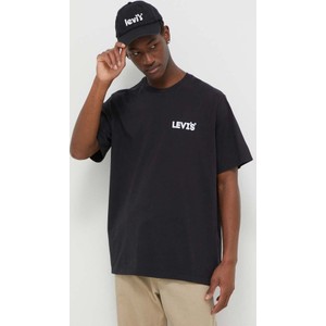 Czarny t-shirt Levis z nadrukiem z bawełny