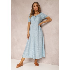 Niebieska sukienka Renee z dekoltem w kształcie litery v maxi w stylu casual