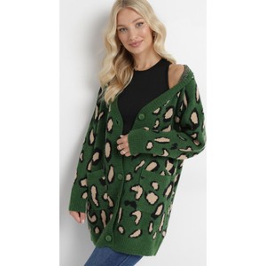 Zielony sweter born2be w stylu casual z tkaniny