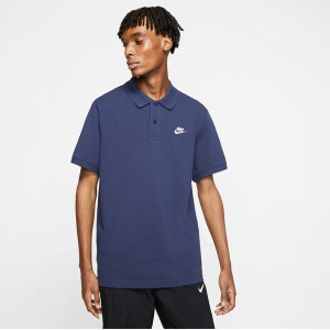 Niebieska koszulka polo Nike z bawełny z krótkim rękawem w stylu casual