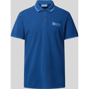 Niebieska koszulka polo S.Oliver z krótkim rękawem z nadrukiem