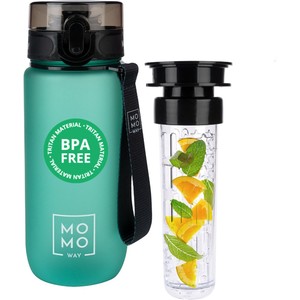 Butelka na wodę MOMO WAY zielona | wytrzymała i praktyczna | BPA free | Tritan