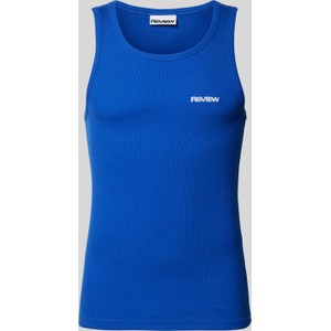 Niebieski t-shirt Review z bawełny w sportowym stylu