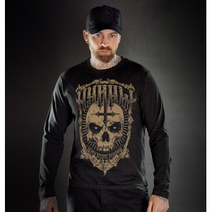 Czarna koszulka z długim rękawem Metal-shop z bawełny z długim rękawem