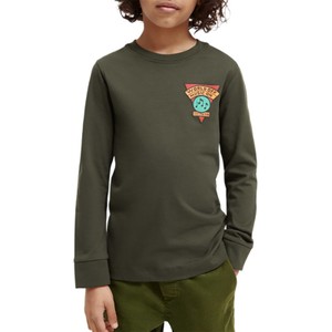 Zielona koszulka dziecięca Scotch & Soda z długim rękawem z bawełny dla chłopców