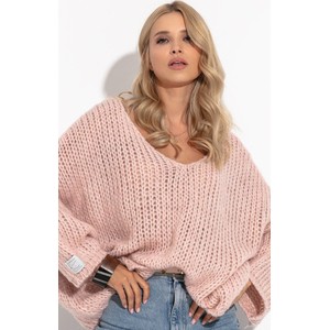Różowy sweter Fobya z wełny