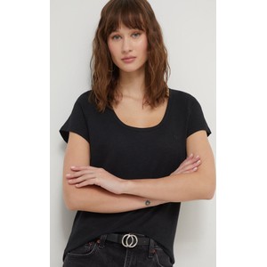 Czarna bluzka Superdry z okrągłym dekoltem w stylu casual z krótkim rękawem