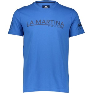 Niebieski t-shirt La Martina w młodzieżowym stylu z krótkim rękawem