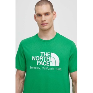 Zielony t-shirt The North Face z nadrukiem z krótkim rękawem