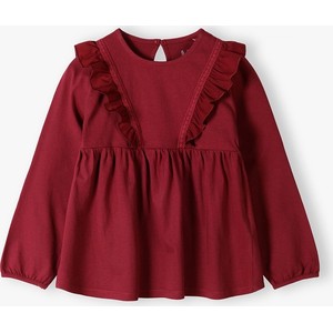 Czerwona bluzka dziecięca 5.10.15. z długim rękawem dla dziewczynek z bawełny