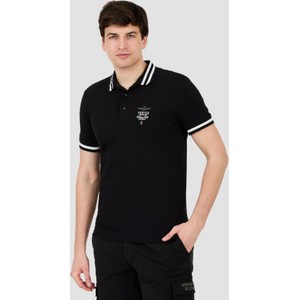Czarna koszulka polo Aeronautica Militare w stylu casual