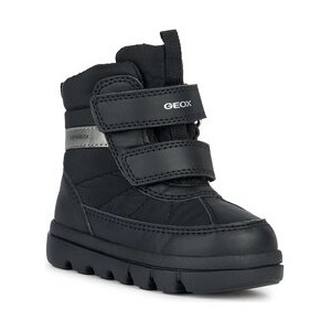 Czarne buty dziecięce zimowe Geox dla chłopców na rzepy