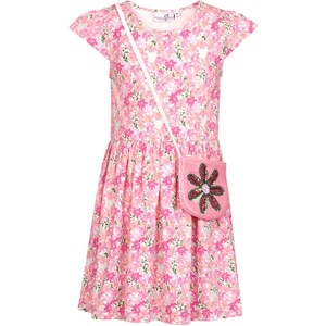 Różowa sukienka dziewczęca Happy Girls By Eisend w kwiatki z bawełny
