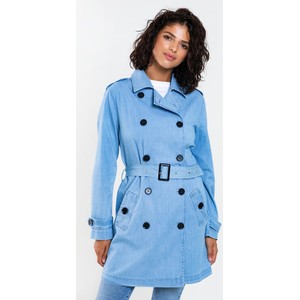 Niebieski płaszcz Big Star w stylu casual bez kaptura z bawełny